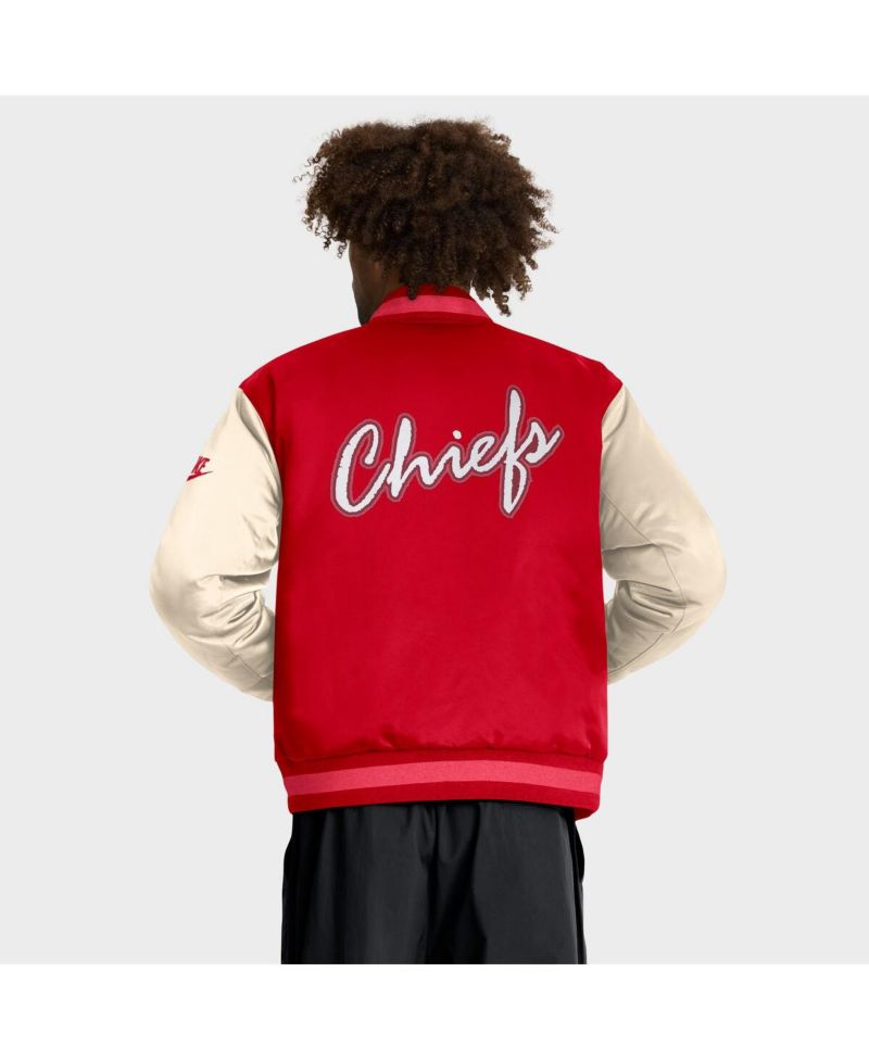 Men's Red/Cream Kansas City Chiefs Rewind Legacy Full-Snap Bomber Jacket