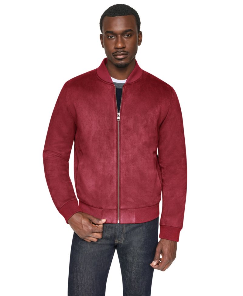 Men's Faux-Suede Bomber Jacket