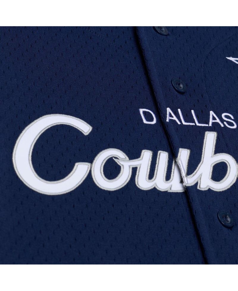 Men's Navy Dallas Cowboys Head Coach Mesh Full-Button Fashion Jersey