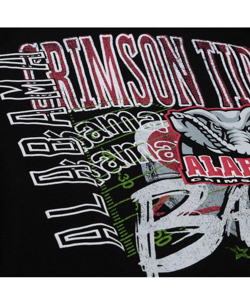 Men's Black Alabama Crimson Tide Half Time Fleece Crewneck Sweatshirt