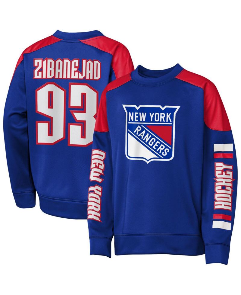 Big Boys and Girls Mika Zibanejad Blue New York Rangers Best Defense Name & Number Crewneck Sweatshirt