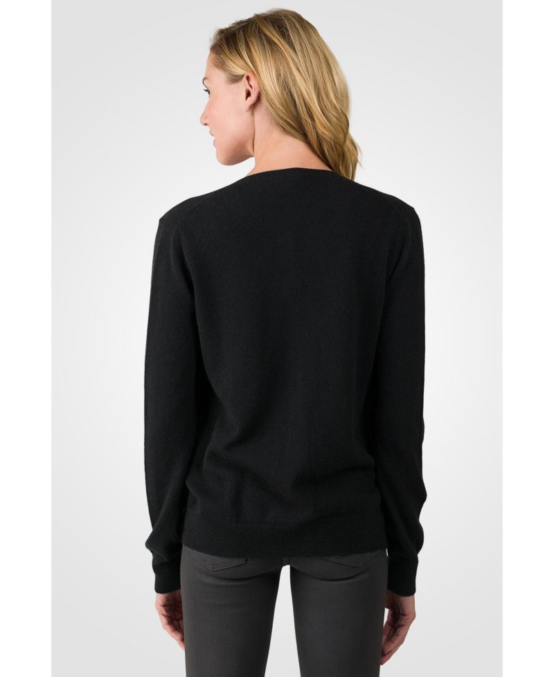 Women's 100% Cashmere Button Front Long Sleeve Crewneck Cardigan Sweater