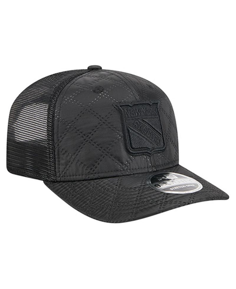 Men's Black New York Rangers Quilted Nylon 9SEVENTY Adjustable Trucker Hat