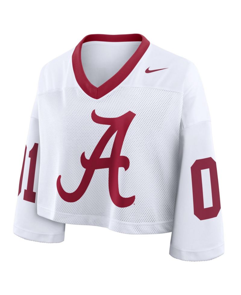 Women's White Alabama Crimson Tide Oversized Logo Cropped Fashion Jersey