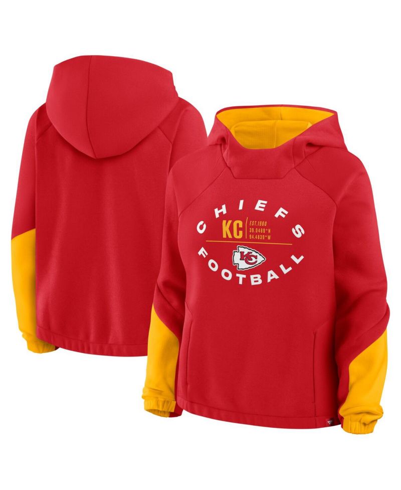 Women's Red Kansas City Chiefs Oversized Redzone Bubble Screen Pullover Hoodie