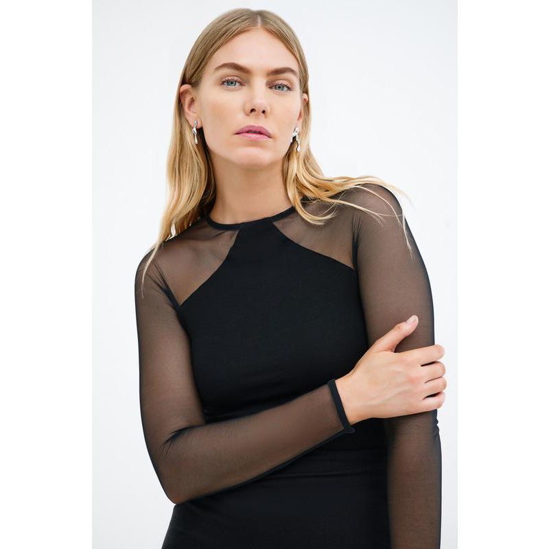 Women's Skylar Mesh-Sleeve Fitted Jersey Cocktail Top