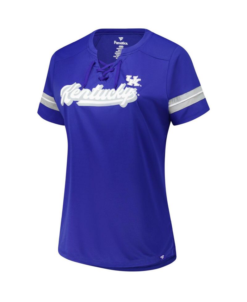 Women's Royal Kentucky Wildcats Plus Size Overtime Readiness Lace-Up T-Shirt