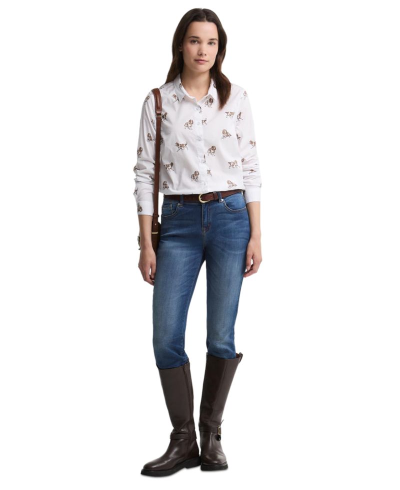 Women's Brambles Long-Sleeve Dog-Print Button-Down Shirt
