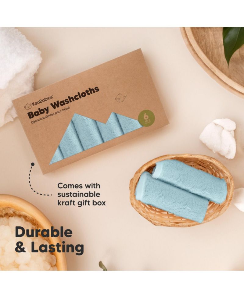6pk Deluxe Baby Washcloths, Organic and Soft Baby Wash Cloth, Baby Bath Towel, Face Cloths