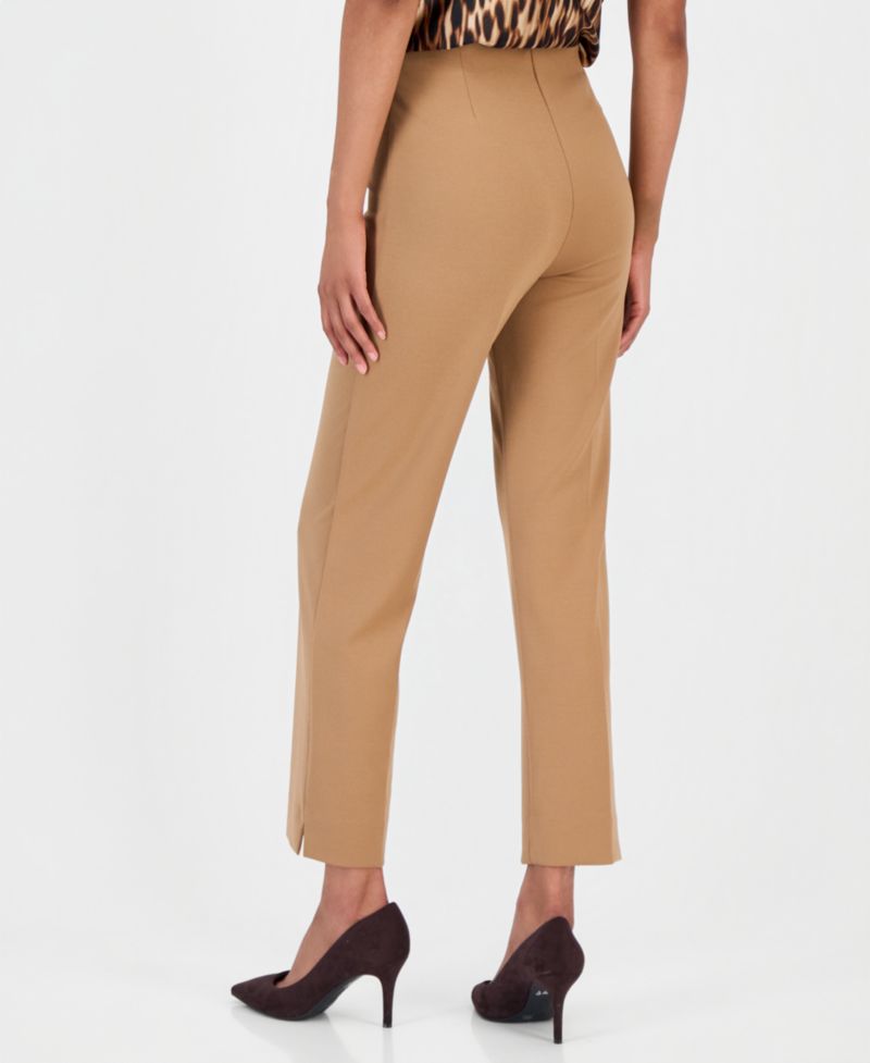 Women's Stretch Crepe Pull-On Hollywood Waist Straight Ankle Pants