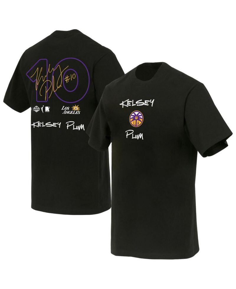 Men's and Women's Black Kelsey Plum Los Angeles Sparks Boxy Signature Name & Number T-Shirt