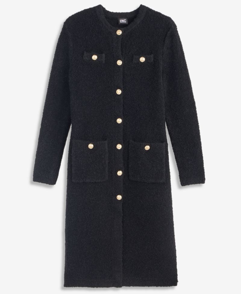 Petite Long Boucl&eacute; Duster Cardigan
