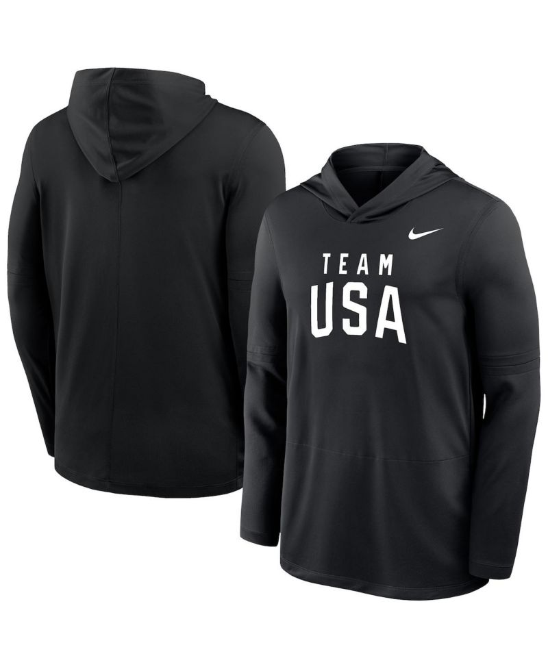 Men's Black Lightweight Dri-FIT Long Sleeve Hoodie T-Shirt