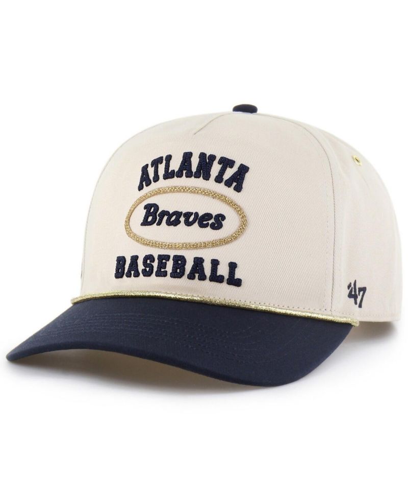 Stoney Clover Lane X Men's Natural/Navy Atlanta Braves Glitter Rope Hitch Adjustable Hat