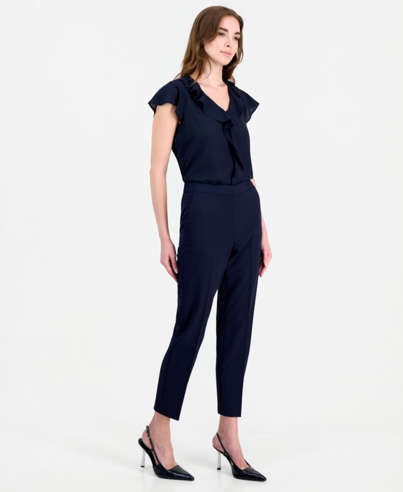 Women's Straight-Leg Mid-Rise Elastic-Back Pants