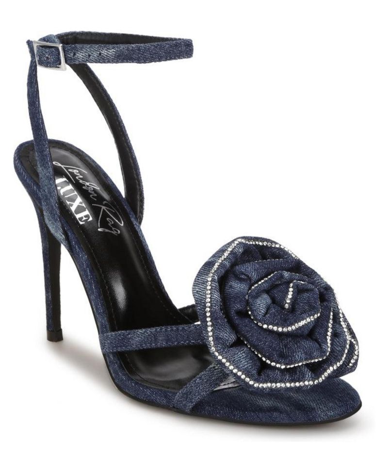 Women's Candela Floral Rhinestone Accent Heel Sandals