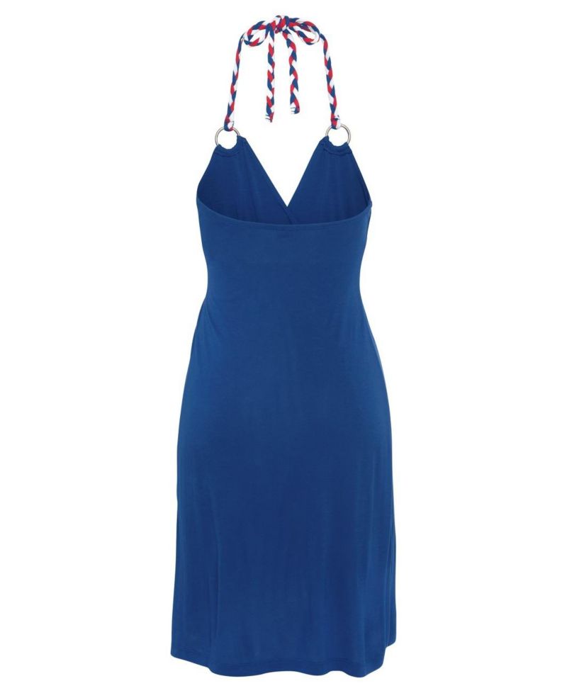 Women's Viscose Color-Block Color Block Halter-Neck Short Dress