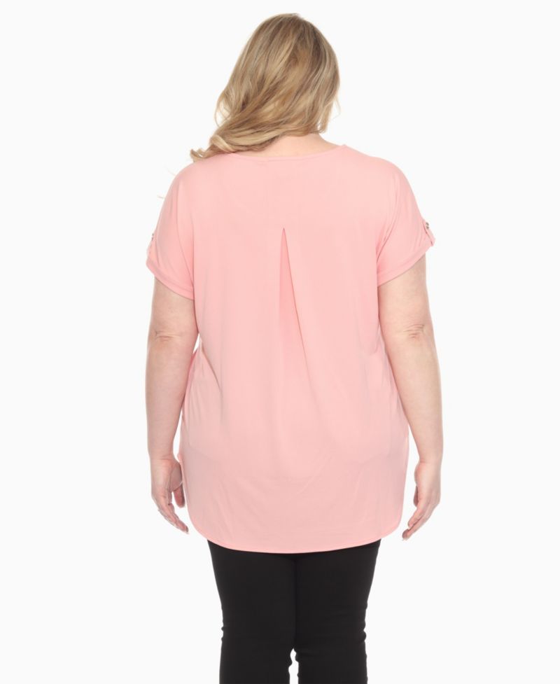 Plus Size Folded Short Sleeve Solid Top