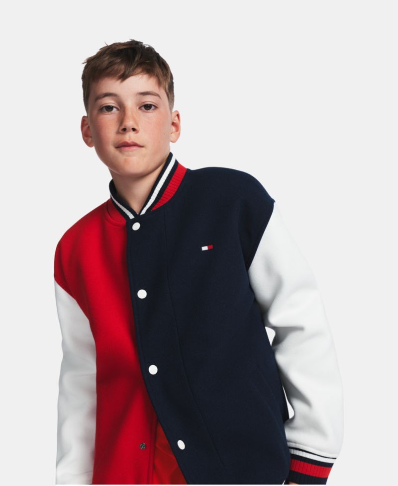 Boys' 8-20 Striped-Ribbed Colorblock Bomber Jacket