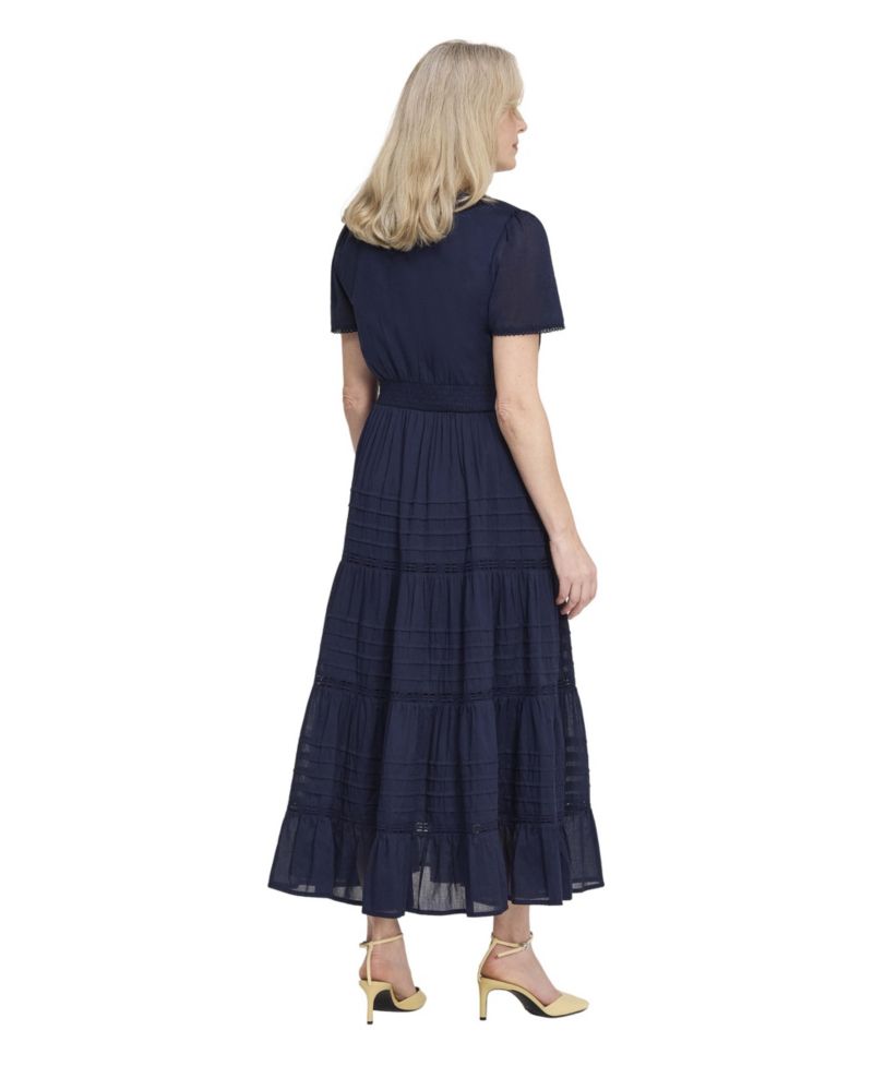 Women's Juniper V-Neck Tiered Short-Sleeve Cotton Midi Dress