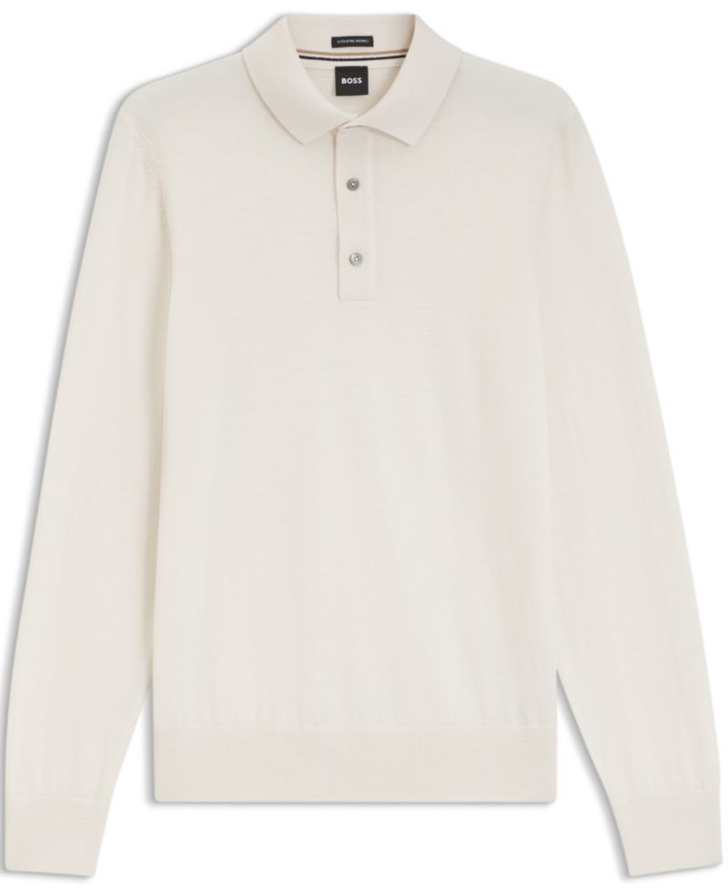Men's H-Lancione Merino-Wool Regular-Fit Polo Sweater