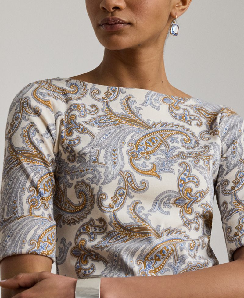 Women's Boat Neck Short-Sleeve Blouse