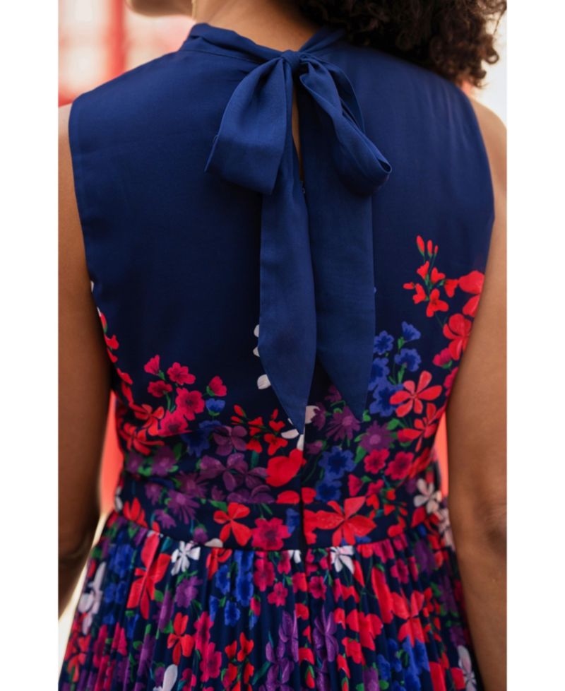 Women's Printed Pleated Midi Dress