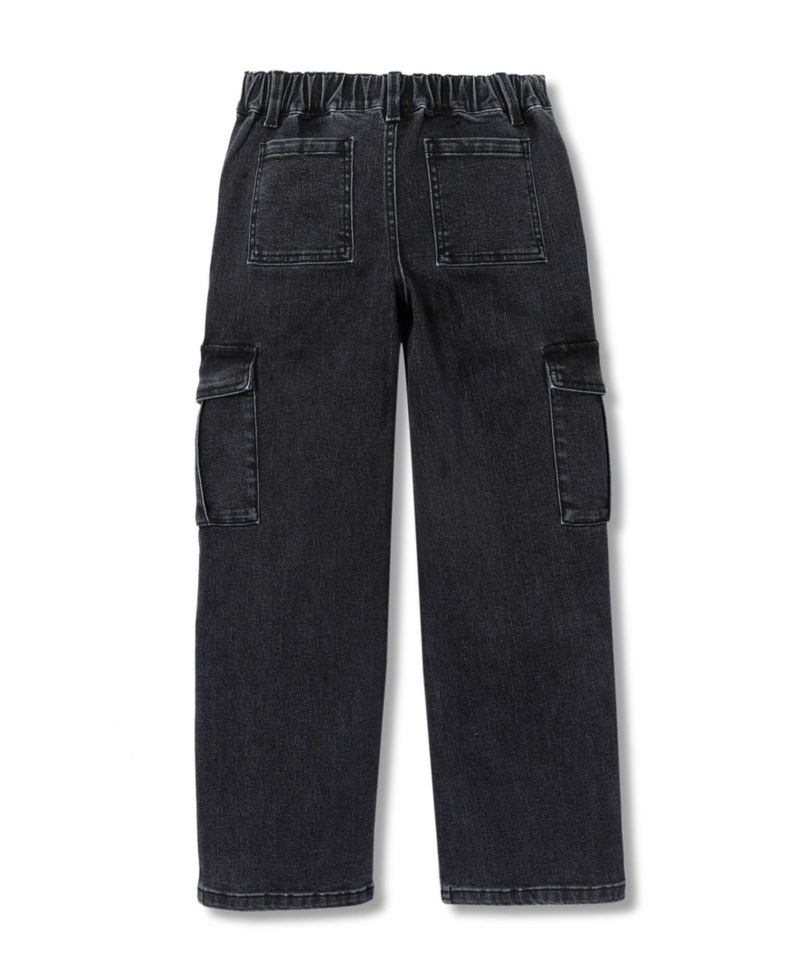 Girls Denim Cargo Wide Leg Jeans