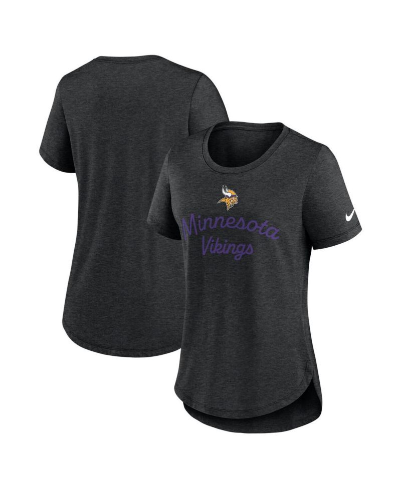 Women's Black Minnesota Vikings Script Tri-Blend T-Shirt