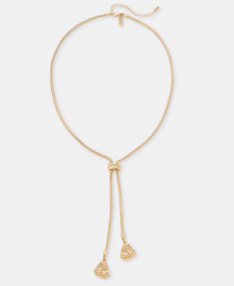 Pav&eacute; Shell Lariat Necklace, 22" + 3" extender