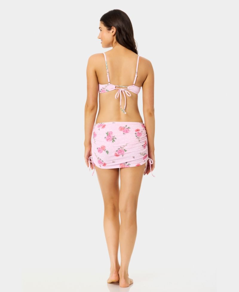 Women's Solid Popcorn Scrunch Side-Tie Swim Skirt