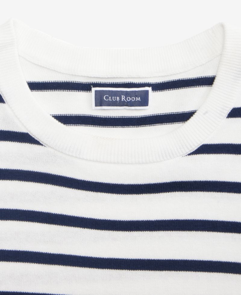 Men's Short-Sleeve Bengal Striped Cotton Sweater T-Shirt