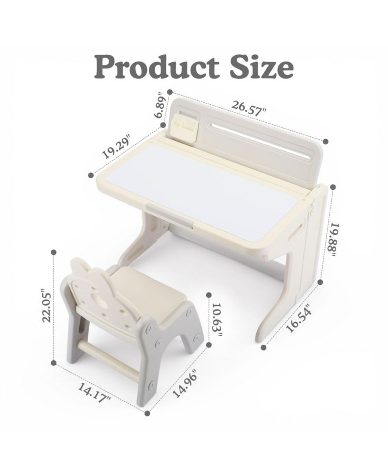 Kids Table and Chair Set, Activity Desk for Drawing, Reading, Building Blocks, and Play