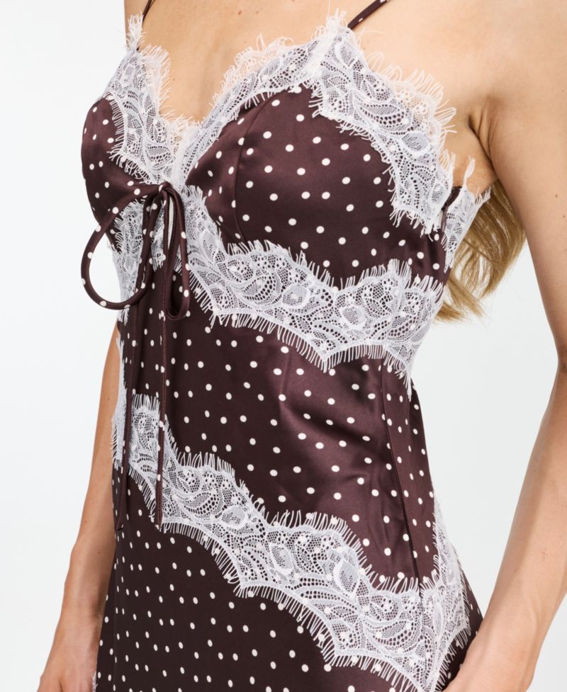 Women's Mia Crepe-Satin Polka-Dot V-Neck Midi Slip Asymmetric Dress