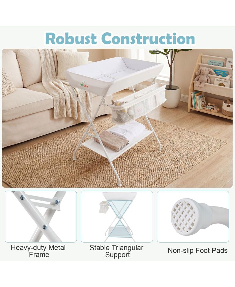 Infant Baby Changing Table Folding Diaper Station Organizer with Storage