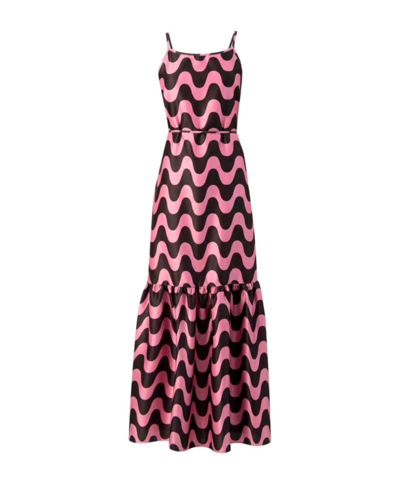 Women's Sleeveless Wave Print Maxi Dress