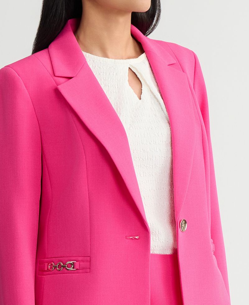Petite Women's One-Button Chain-Trim Blazer