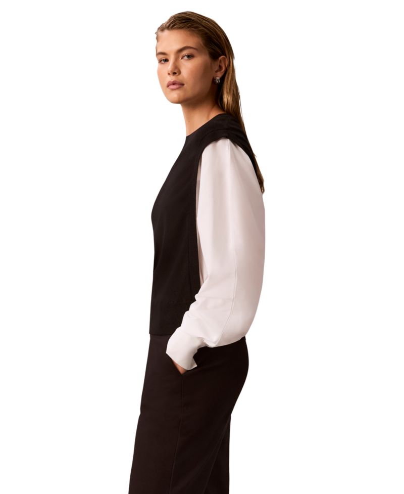 Petite Crewneck Long-Sleeve Colorblock Sweater