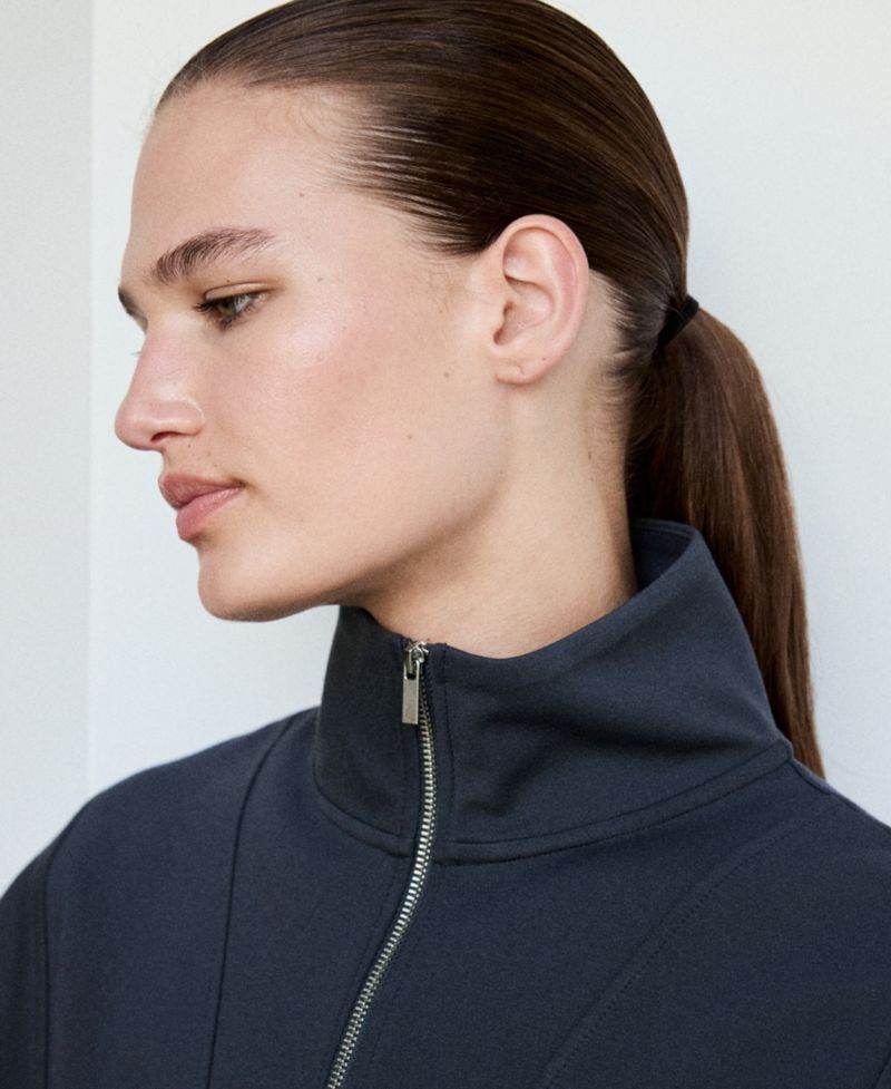 Women's Turtleneck Zip Viscose-Blend Sweatshirt