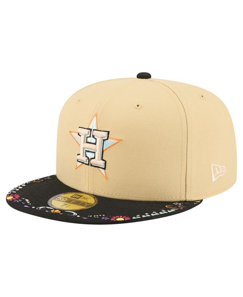 Men's Light Beige Houston Astros Two-Tone Embroidered Visor 59FIFTY Fitted Hat
