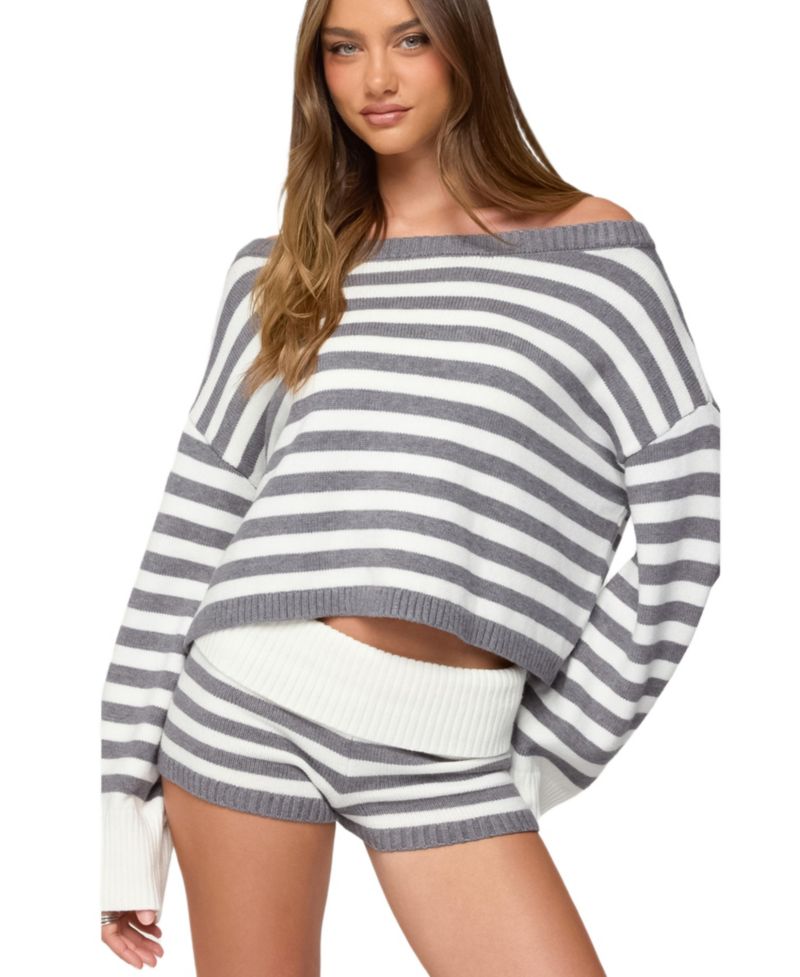 Women's Saphi Striped Foldover Knit Shorts
