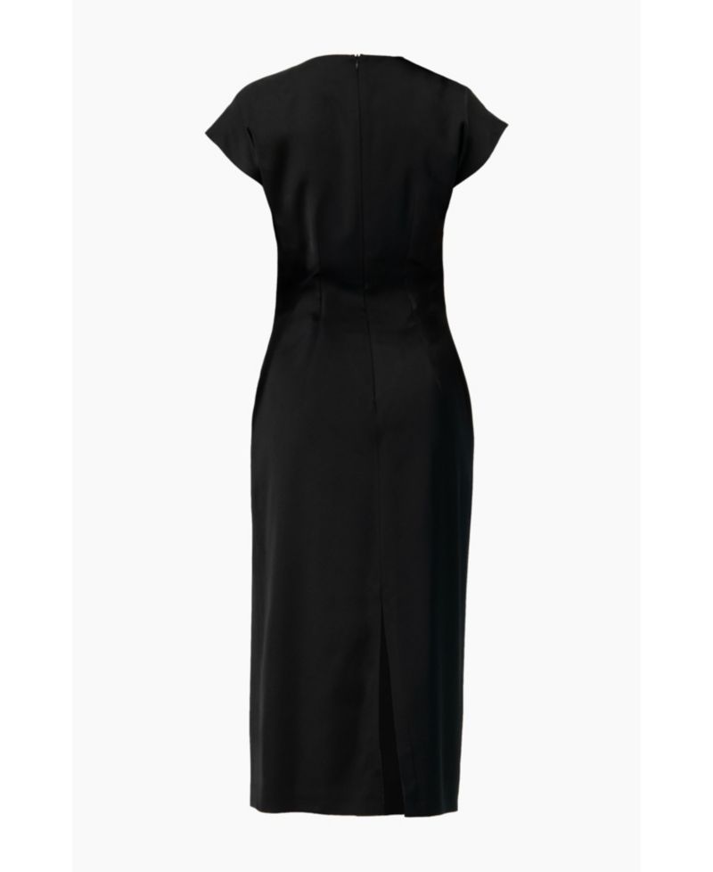 Women's Off-Shoulder Straight Satin Dress with Side Knot