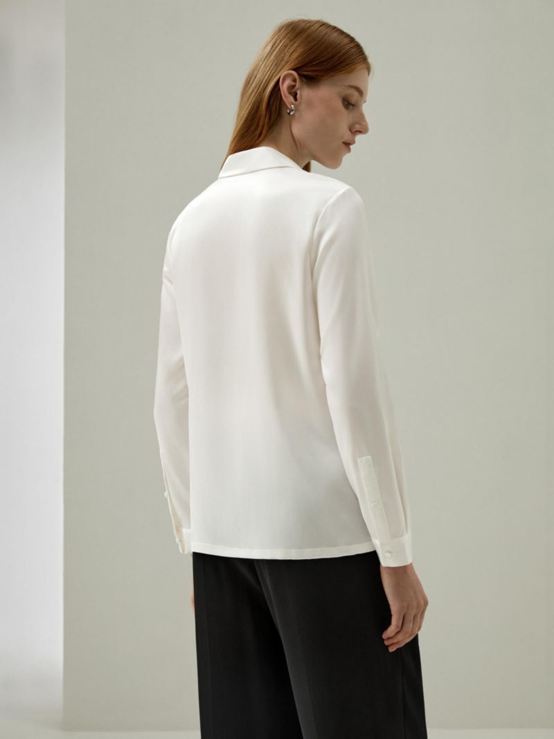 Women's Classic Pearl Button Silk Shirt
