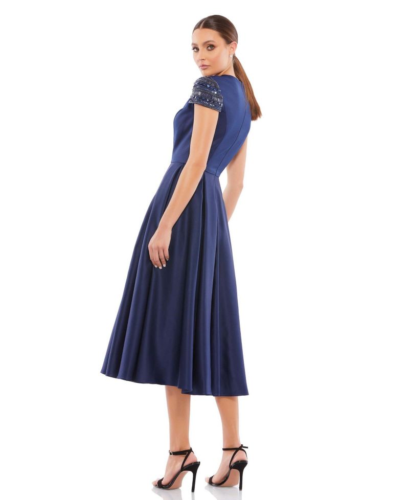 Women's Ieena High Neck Cap Sleeve Tea Length Dress