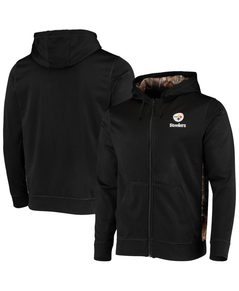 Men's Black, Realtree Camo Pittsburgh Steelers Decoy Tech Fleece Full-Zip Hoodie