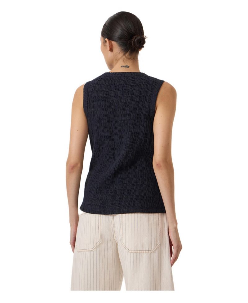 Women's Textured Sleeveless Button Through Top