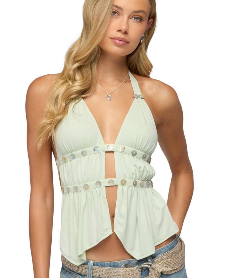 Women's Izora Button Split Front Top