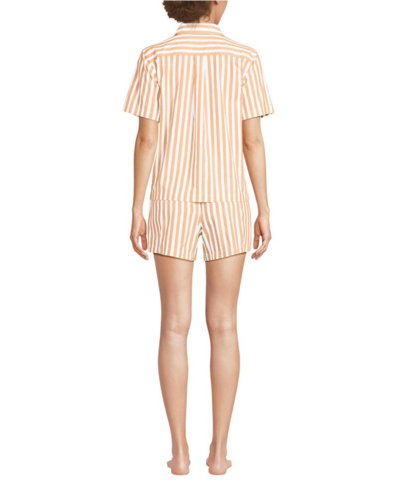 Women's Poplin 2 Piece Pajama Set - Short Sleeve Shirt and Shorts