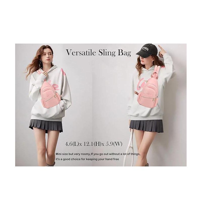 Small Crossbody Sling Bag for Women, Mini Backpack Sling Backpack Convertible, Chest Bag for Hiking Daypack