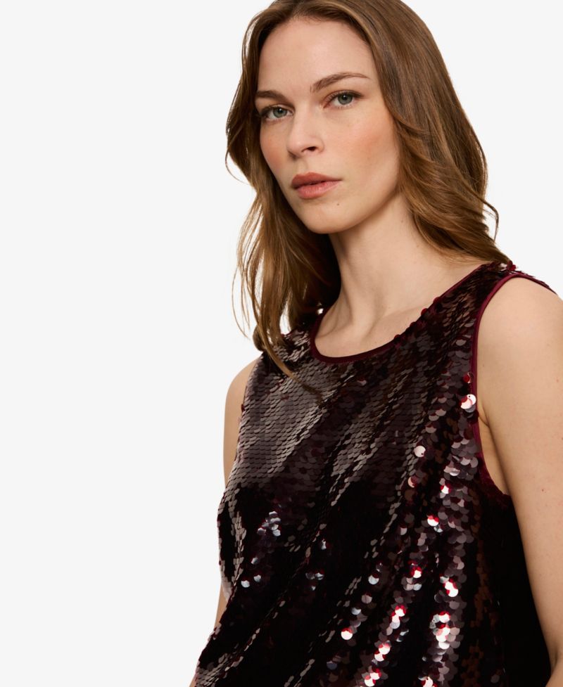 Women's The Desired Pailette Sequin Sleeveless Dressy Shell
